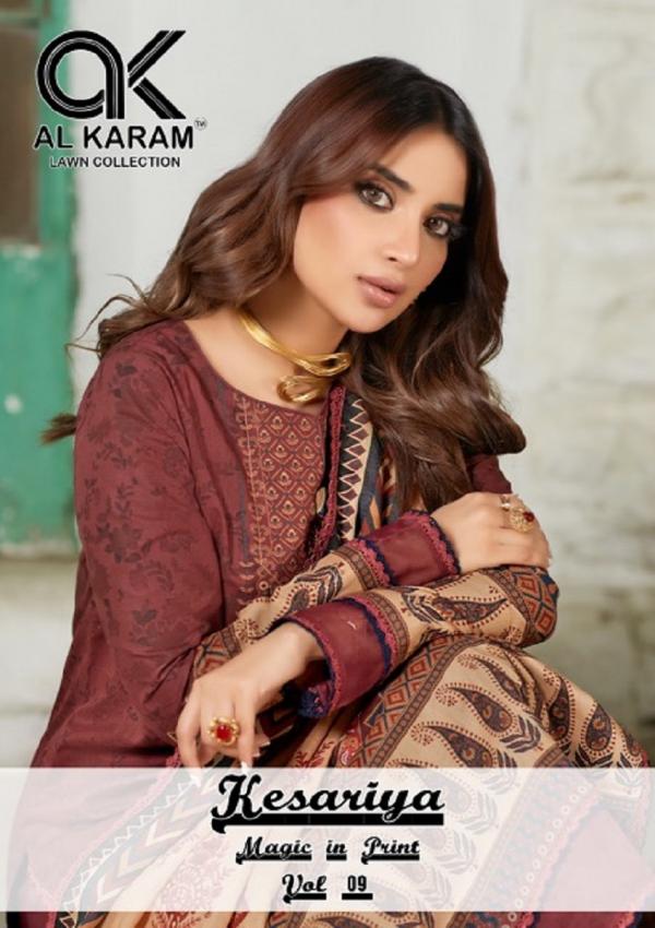 Al Karam Kesariya Vol 9  Lawn Cotton Dress Material Collection